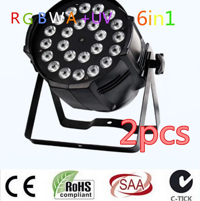 

HOT!2pcs 24x18W LED Par Lights lamp rgbwa uv 6in1 led par light for dj and dmx