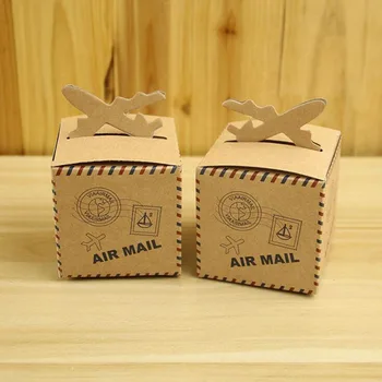 

100Pcs Paper Candy Box Air Mail Plane Candy Boxes Wedding Favor Box For Wedding Party Decoration Supplies
