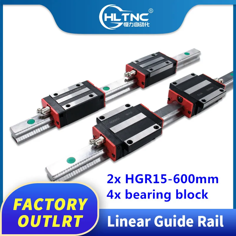 

CNC Set HGR15-600mm 2x Linear Guideway Rail 4x Square type carriage bearing block HGH15CA/HGW15CC