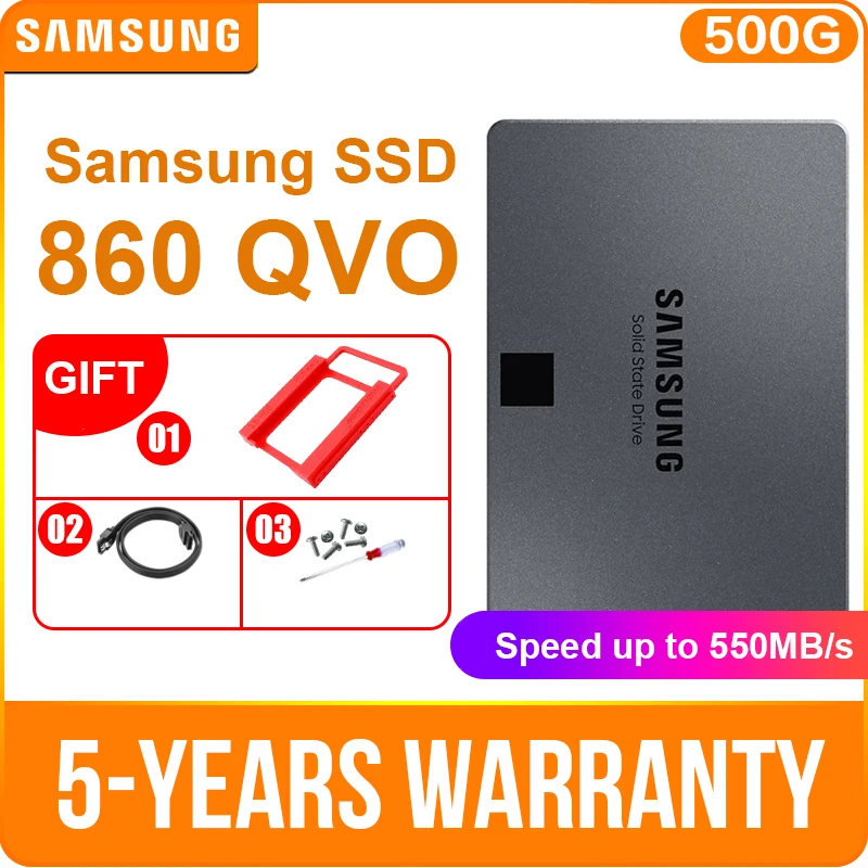Продажа SAMSUNG SSD 860 QVO 1 ТБ 2 ТБ 4 ТБ Внутренний твердотельный накопитель V NAND SSD SATA3 6 ГБ сек. 2,5