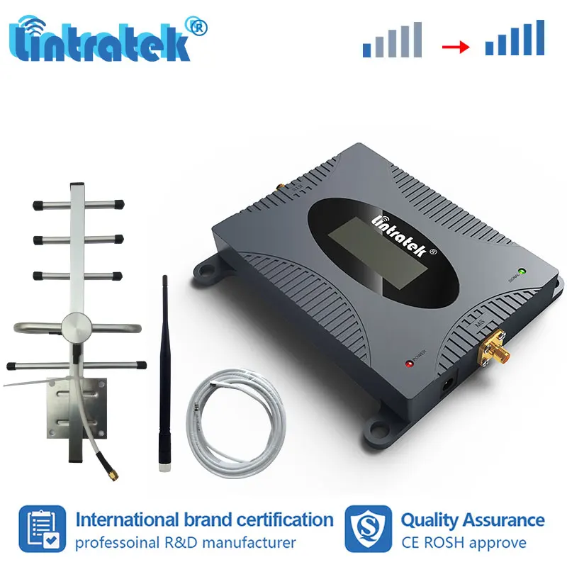 

Lintratek LCD Display GSM 900mhz Signal Repeater 2G GSM Mobile Cellphone Signal Booster Amplifier Full Kit with Yagi antenna #fk