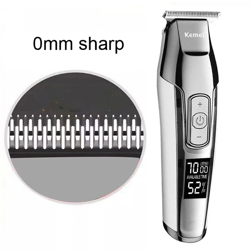 Kemei триммер для стрижки волос триммер для бороды ЖК-дисплей 0 мм парикмахерская беспроводная электрическая машинка для стрижки волос USB зарядка 5