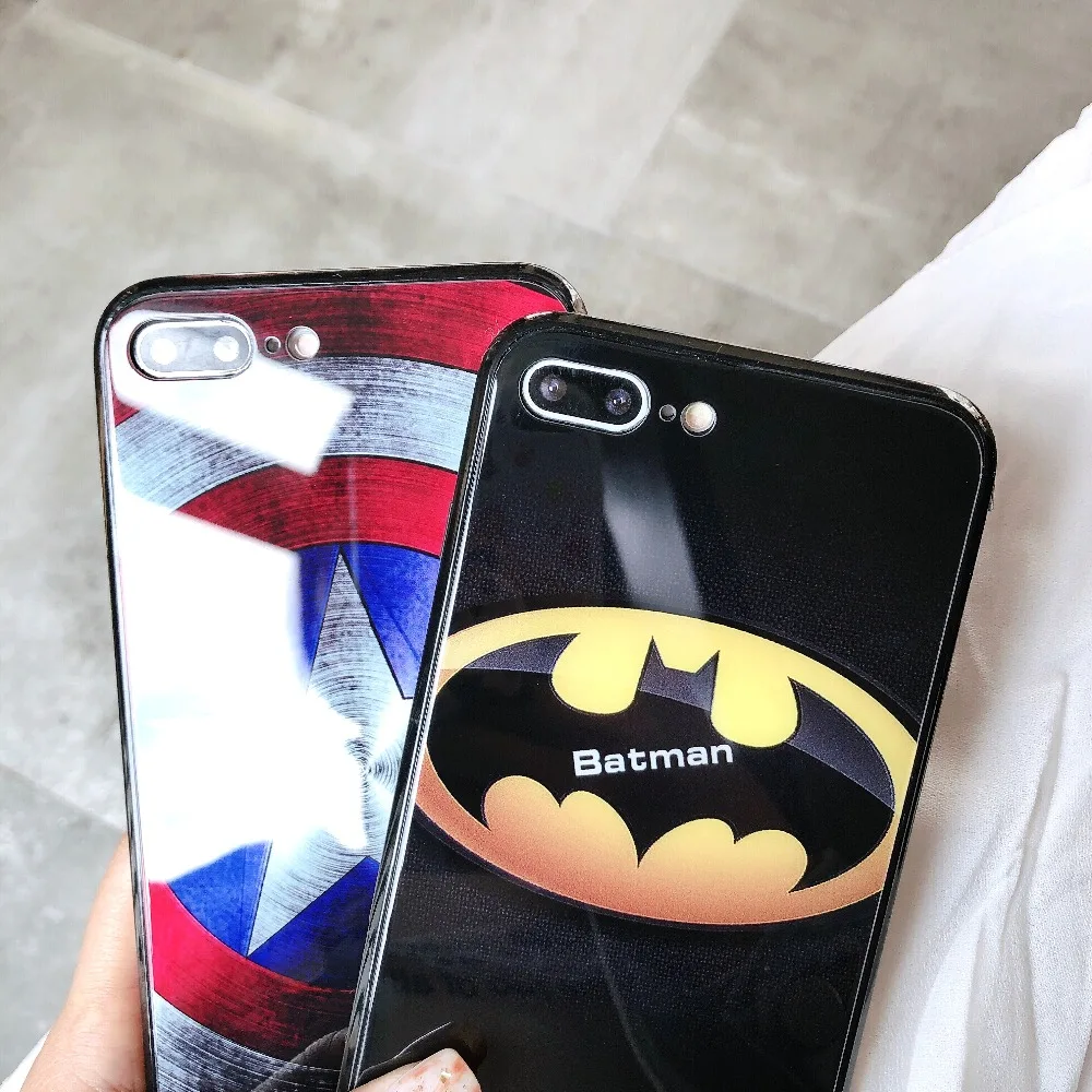 Роскошный чехол из закаленного стекла для телефона Marvel Мстители для iPhone 8 7 6 6s Plus 11 Pro XS MAX XR 10 8Plus чехол с человеком-пауком, Бэтменом, ядом