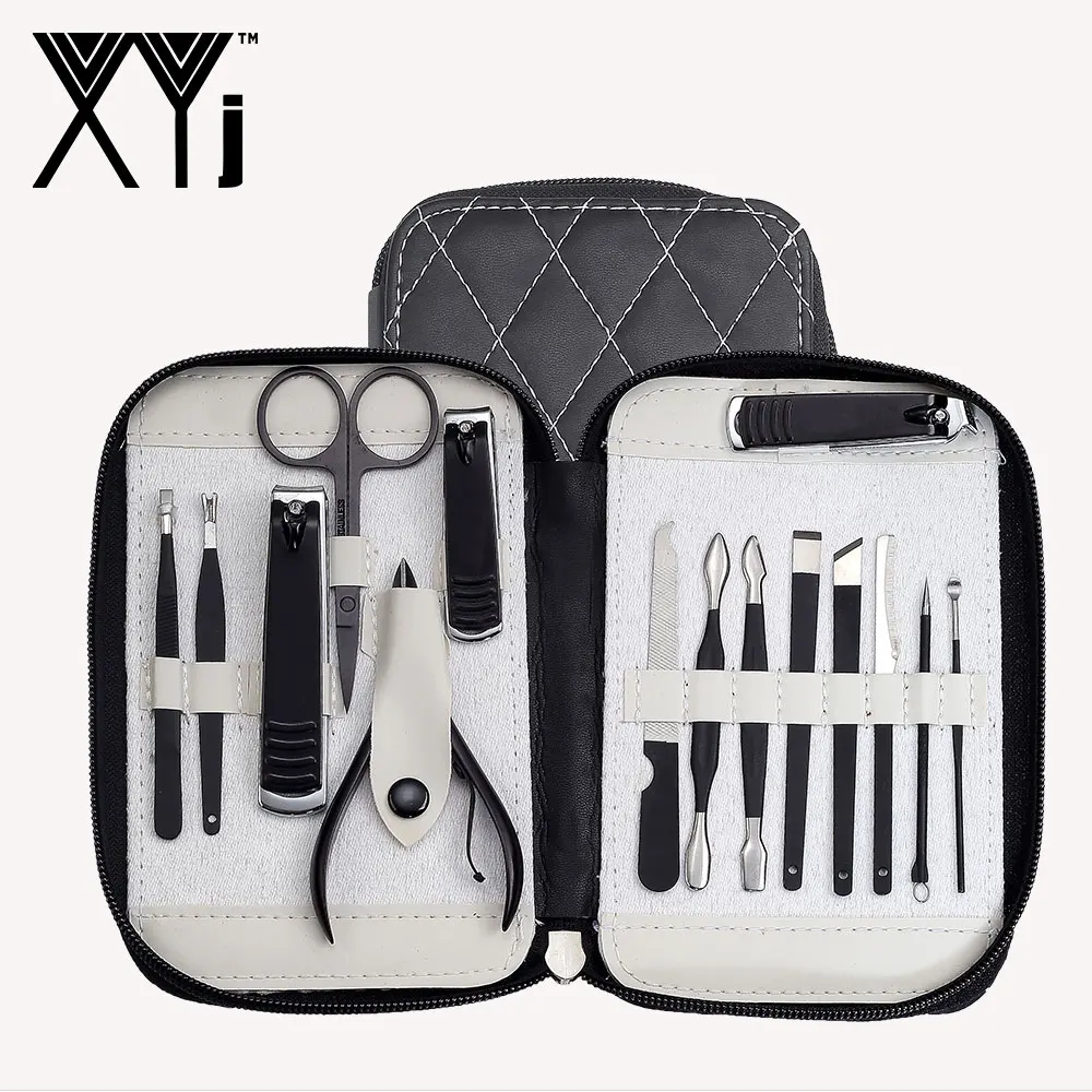 XYj 15 шт./компл. Набор для маникюра и педикюра комплект набор инструментов для ногтей с Путешествия Чехол Уход за лошадьми комплект Нержавеющая сталь кусачки для ногтей для удаления кутикулы Ножи