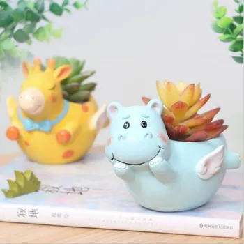 

Succulent Micro Landscape Flowerpots Hippo Garden Decoration Arts Crafts Micro Landscape Planter Creative Nordic Decorative Home
