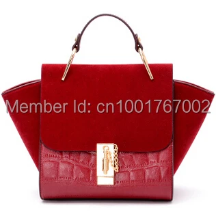 

European and American style Bat bag crocodile grain Flap Pocket women's shoulder bag cross-body bag women's handbag