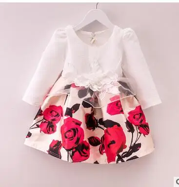 

Wholesale (5 / los) -Moda jacquard spring and autumn long sleeve lace princess dresses dresses baby girl clothes 3-7 years