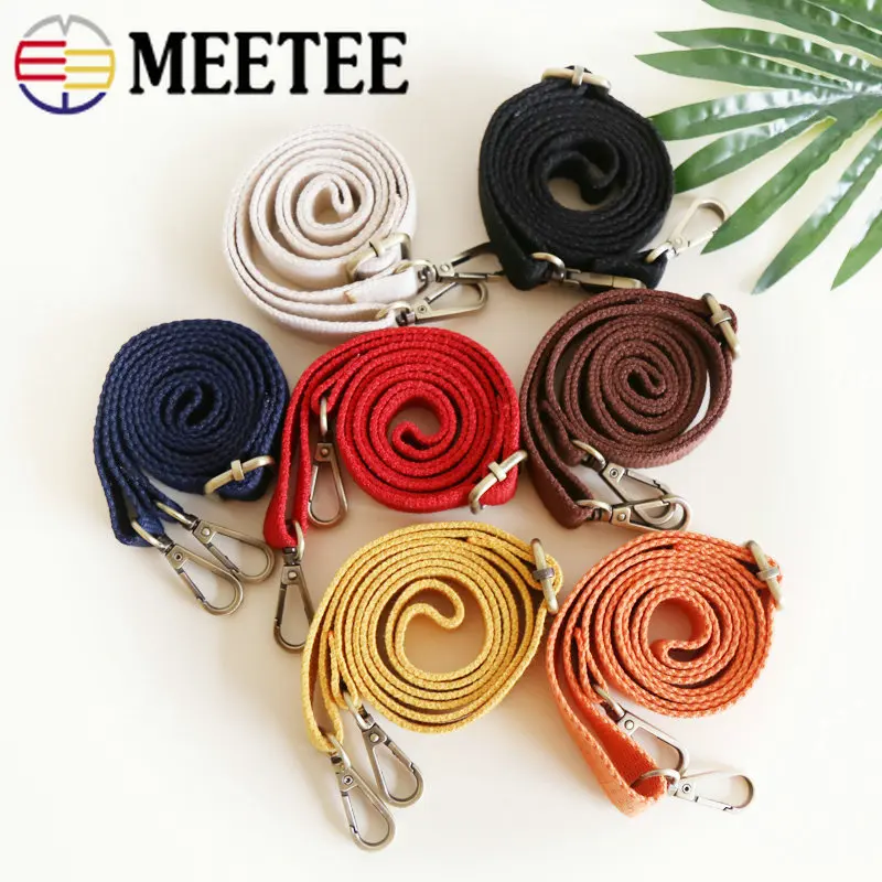 

Meetee 2cm*130cm Colour Thick Cotton Canvas Webbing Bag Adjustable Shoulder Strap Chain Buckle DIY Package Bag Part Accessory