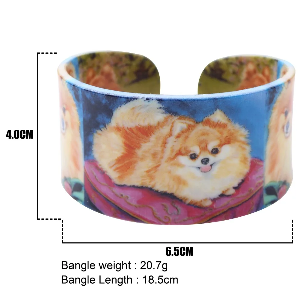 Bonsny акриловый цветной узор Pomeranian браслет с собаками новости 2017 модные ювелирные