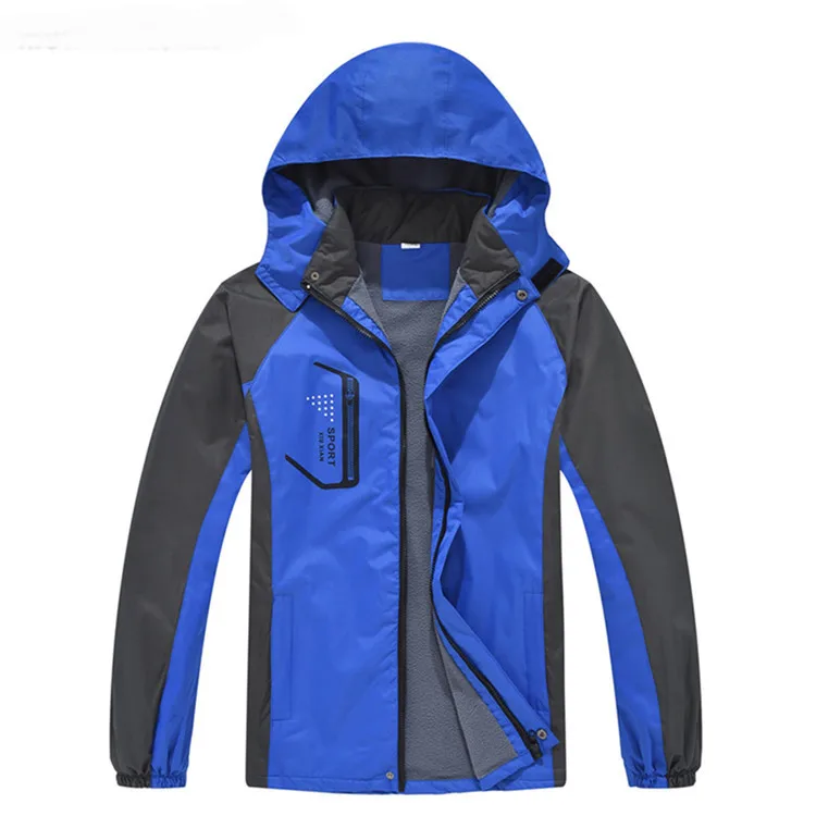 Mountainskin Men Autumn Hiking Jackets Outdoor Sport Windbreaker Camping Trekking Fishing Fleece Hat Detachable Male Coats MA343