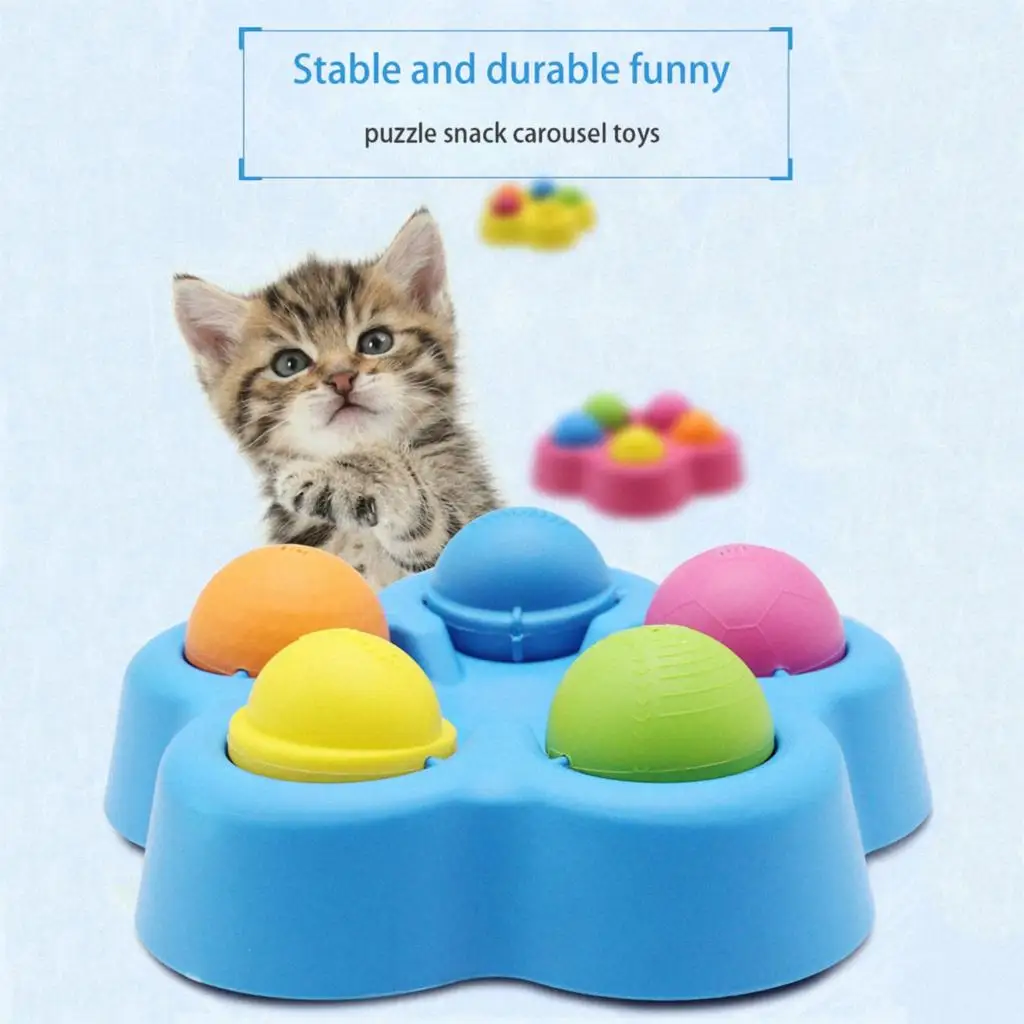 Cat Puzzle Food & Games Rotary Disk Toy with 5 Hemispheres, Pet Cat Educational Toys Cat Puzzle Food & Games Rotary Disk Toy with 5 Hemispheres, Pet Cat Educational Toys