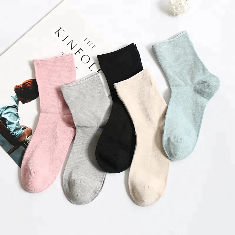 

DONG AI Japanese Solid Socks High School Girls Soft Loose Crimping Crew Socks Colorful Women Sox Harajuku Designer