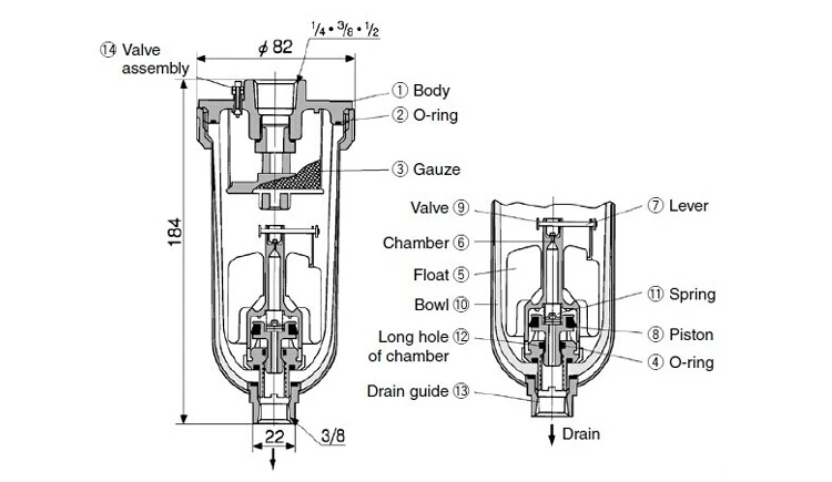 AD402-04 air regulator for air compressor automatic drain