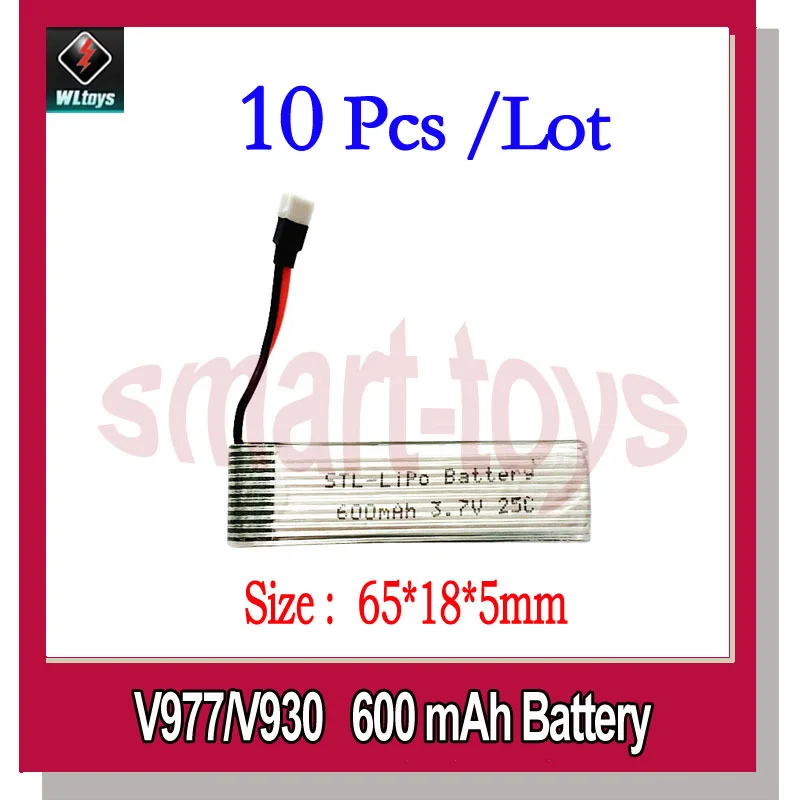 

10Pcs V966-016 Battery 3.7V 250/300/380 mAh V977-006 Battery 450/520/600 mAh for Wltoys V966 V988 V977 V930 RC Helicopter Parts