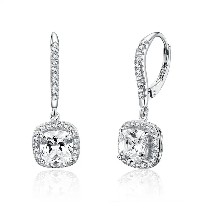 

ABAY New Arrival Real 925 Sterling Silver Dazzling Cubic Zircon Square Geometric Earrings for Women Wedding Jewelry Gift