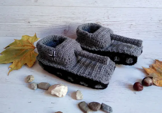  Crochet Tank Slippers baby Tank Slippers Boyfriend Gifts Valentines day Gift Tank Shoes