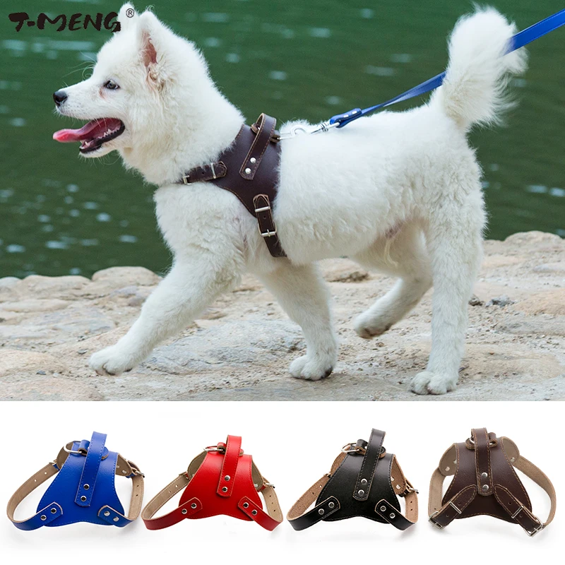 НОВАЯ тонкая жилетка из натуральной кожи для собак k9 питомец|dog harness|genuine leather dog