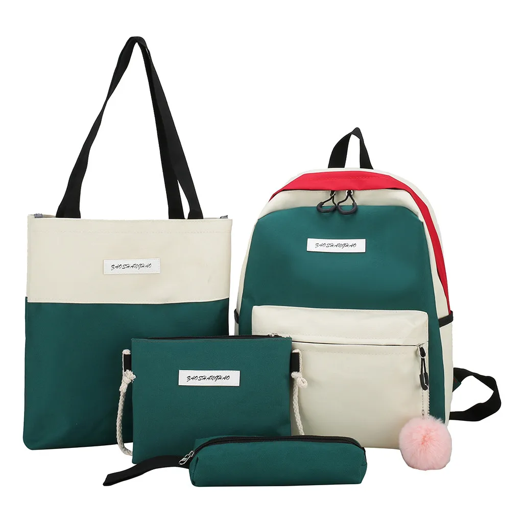 

4Pcs Women Canvas Hand Bag Shoulder Bag Crossbody Bag Pencil Case Package Sac à bandoulière sac à bandoulière trousse à crayons