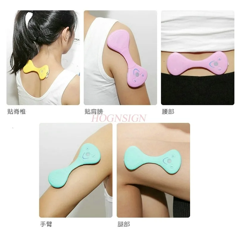 Small mini portable charging automatic intelligent massager low frequency electronic pulse electric cervical physiotherapy instr portable cordless tens massage patch pain relief muscle stimulation patch rechargeable with charging case electric pulse patch for relaxation