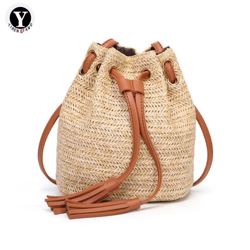 Yirenfang Small Summer Women's Shoulder Bag Luxury Straw Designer Beach