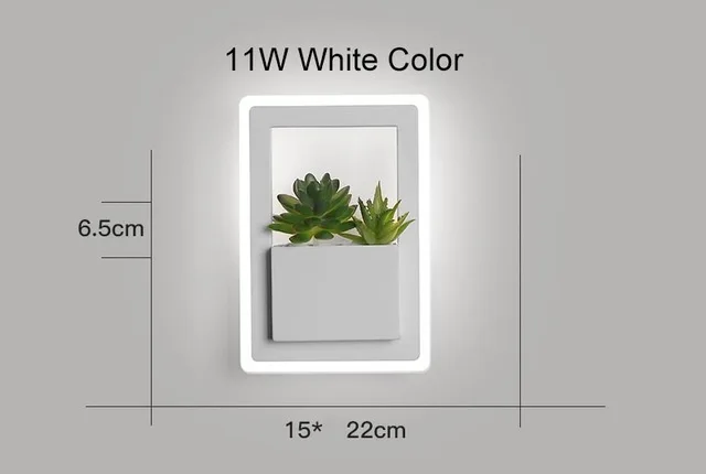 Белые современные светодиодные Настенные светильники для прикроватной спальни/столовой/туалета, украшения с растением, светодиодные настенные лампы, украшение дома - Цвет абажура: Rectangle style