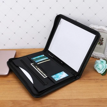 

1pc Black A4 File Rack Storage Bag Folder Conference File Document Organizer Manager Layout Clip Business Bag