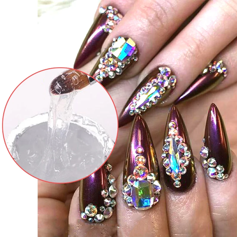 1pcs Adhesive Glue Nail Art Rhinestone Glitter Tip Crystal Decoration Pro Varnish UV Gel Polish Tool Manicure Accessory JI545
