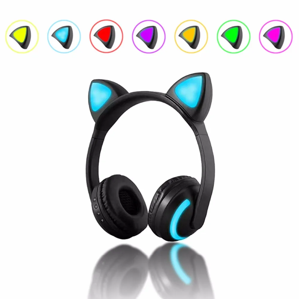 SOONHUA Cat Ear Bluetooth headphones V4 2 Gaming Headset Stereo Earphone LED Flashing Glowing For PC Mobile Phone Gift for Kid