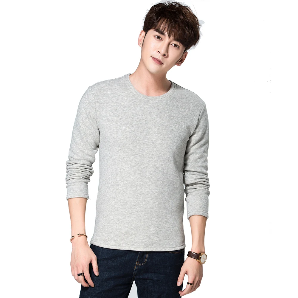 100% Cotton O-Neck Undershirts Long Sleeve Fitness Soft Thermal Top mens clothing Tee Undershirts Summer Shirts Underwear (2)