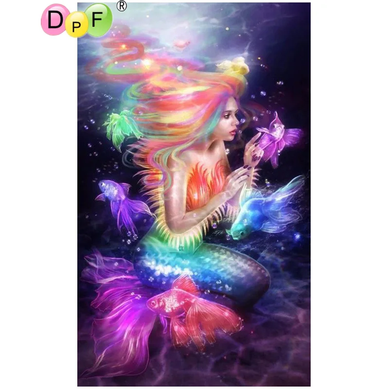 

DPF diamond embroidery Color mermaid diamond painting cross stitch needlework diamond mosaic full square rhinestone home decor