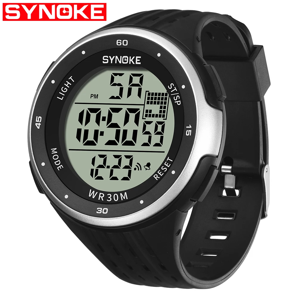 SYNOKE цифровые часы мужские модные спортивные фитнес ударные водонепроницаемые