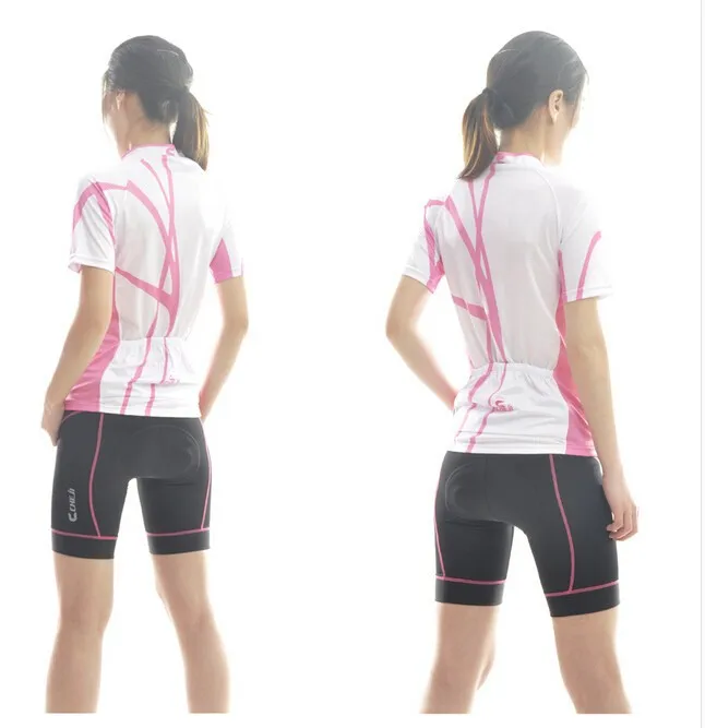 New-Pink-White-Cycling-Wear-Team-CHEJI-Women-Cycling-Jersey-Short-Sleeve-Pants-Girl-s-Fashion
