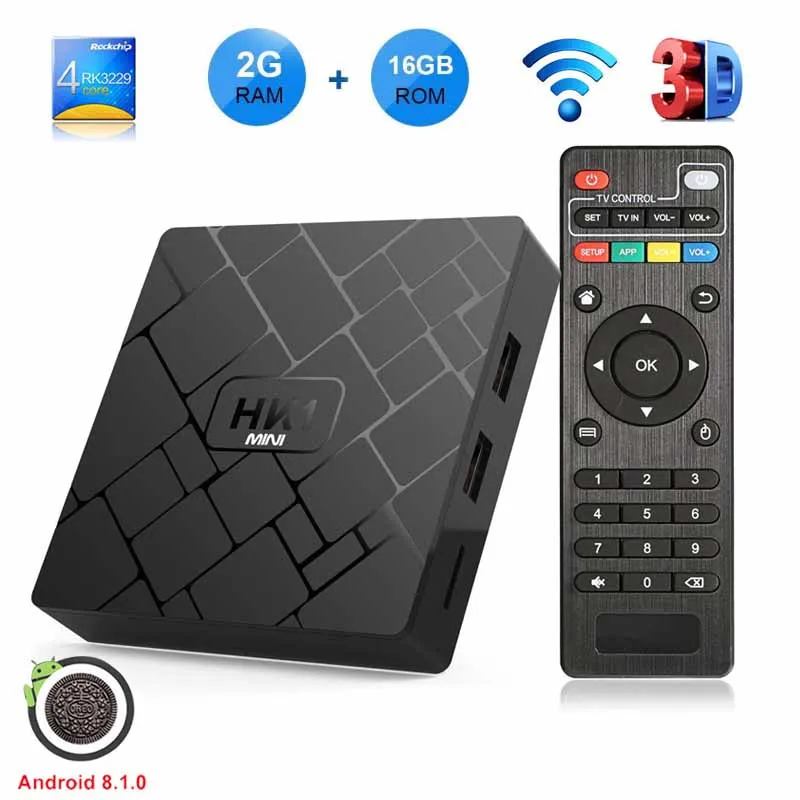 

XGODY HK1 Mini TV BOX Android 8.1 2GB 16GB Smart TV BOX RK3229 2.4G WiFi Media Player USB 2.0 4K Ultra HD Set-top TV Box