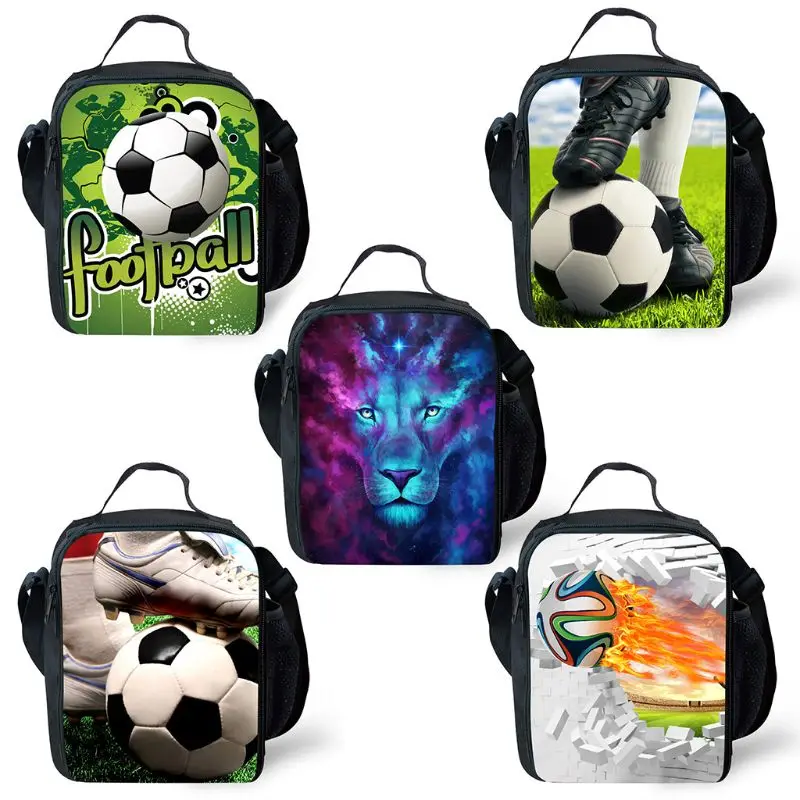 

2019 Fashion 3D Ice Footbally Print Children Lunch Bag Insulated Cooler Students Meal Bag Insulated Boy Lunchbox