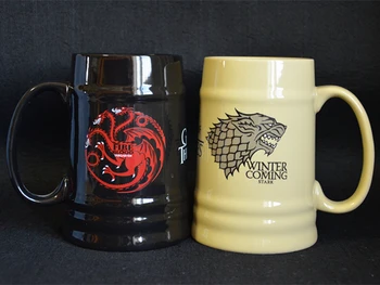 

New Ceramic Stark Beer Stein Coffee Mug Cup Of Game of Thrones Stark Fire Blood