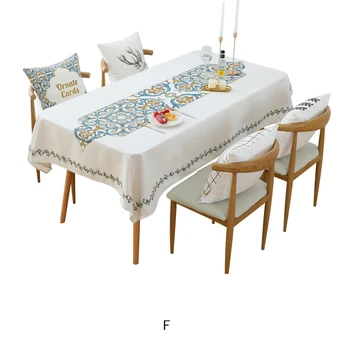 

RZCortinas Simple Modern Table Cloth with Geometric Pattern Rectangle Cotton Linen Table Cover Waterproof For home decoration