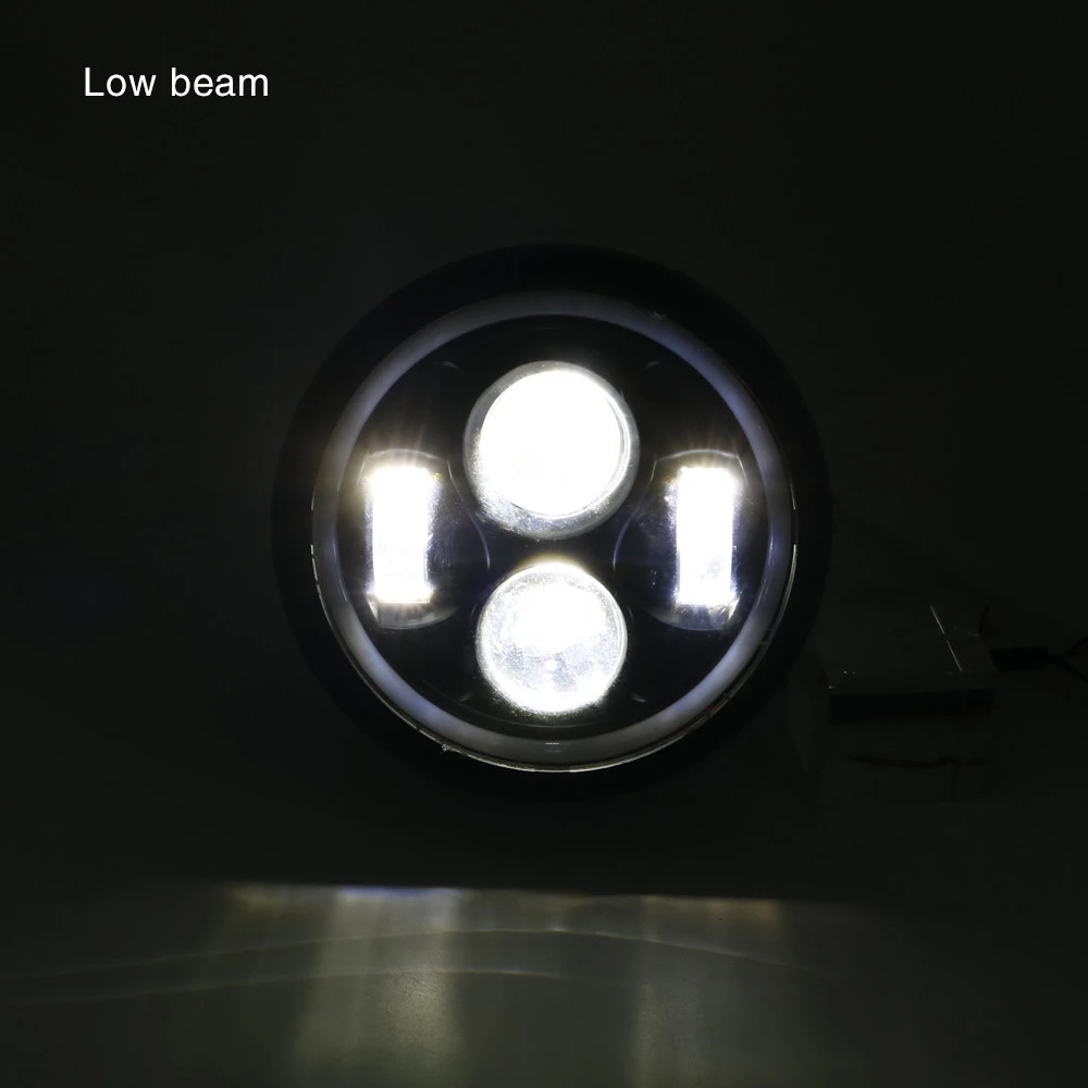  6.5 Motorcycle LED Headlight Hi&Lo HeadLamp Bulb DRL With Angel Ring for Harley Sportster Cafe Racer Bobber (42)