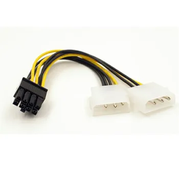 

Dual Molex LP4 4 Pin to 8 Pin PCI-E Express Converter Adapter Power Cable Wire drop shipping 0725
