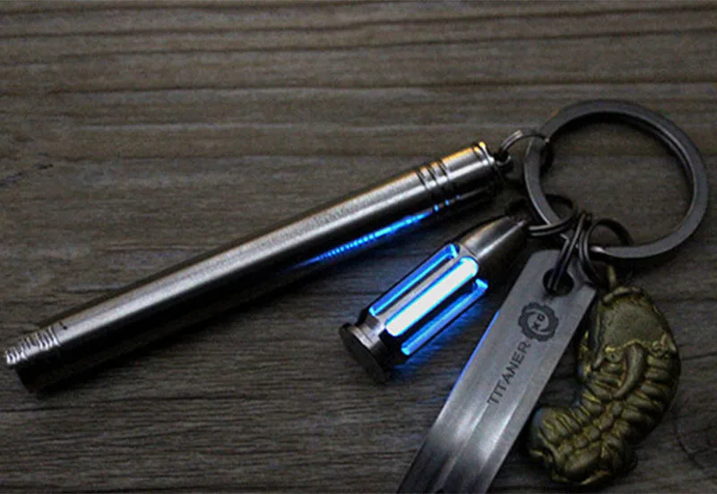 TC4 Titanium CNC Hollow Bullet Tritium Tube EDC Self-luminous Pendant Key Holder Tritium Gas Signal Light Keychain Outdoor