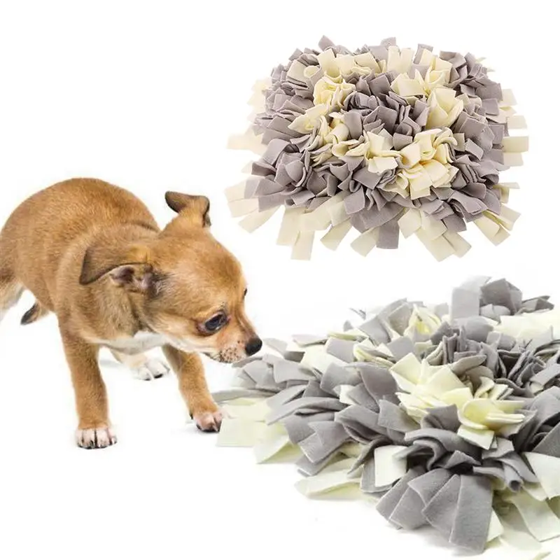 

Snuffle Mat Handmade Dog Training Mat Play Mat Dog Nosework Blanket Encourages Natural Foraging Skills (Gray And White)