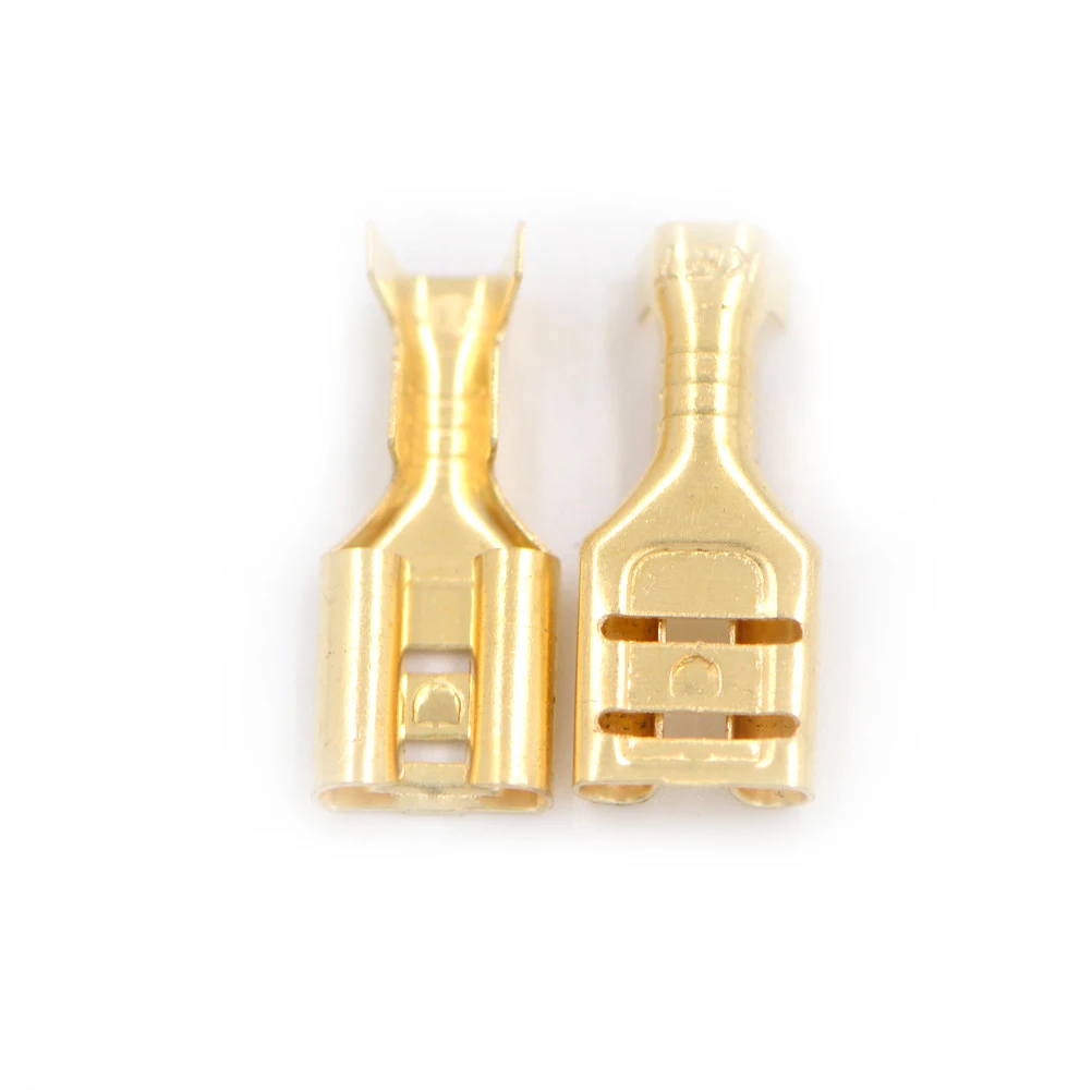 100pcs 4.8mm Brass Crimp Terminal Female Spade Crimp Terminal Connectors Wholesalein Terminals