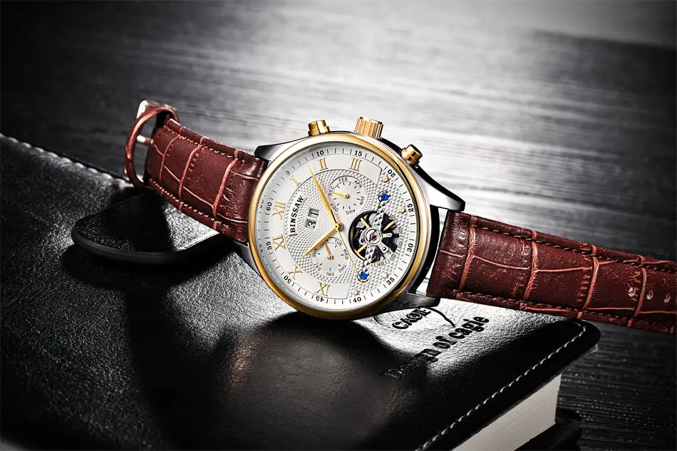 Fashion Luxury Brand BINSSAW leather Tourbillon Watch Fashion Luxury Brand BINSSAW leather Tourbillon Watch