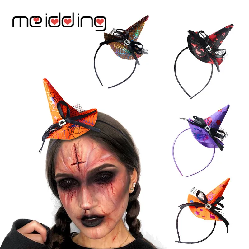 

2019 Halloween Party Headband Kids Hair Band Accessories Halloween Hat Ghost Bat Spider Web Halloween Mask Decoration Supplies