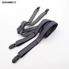 Темно-синие, белые мужские подтяжки с застежкой в полоску, металлические или кожаные, 2 вида подтяжек для женщин, ширина 2,0 см, мужские подтяжки