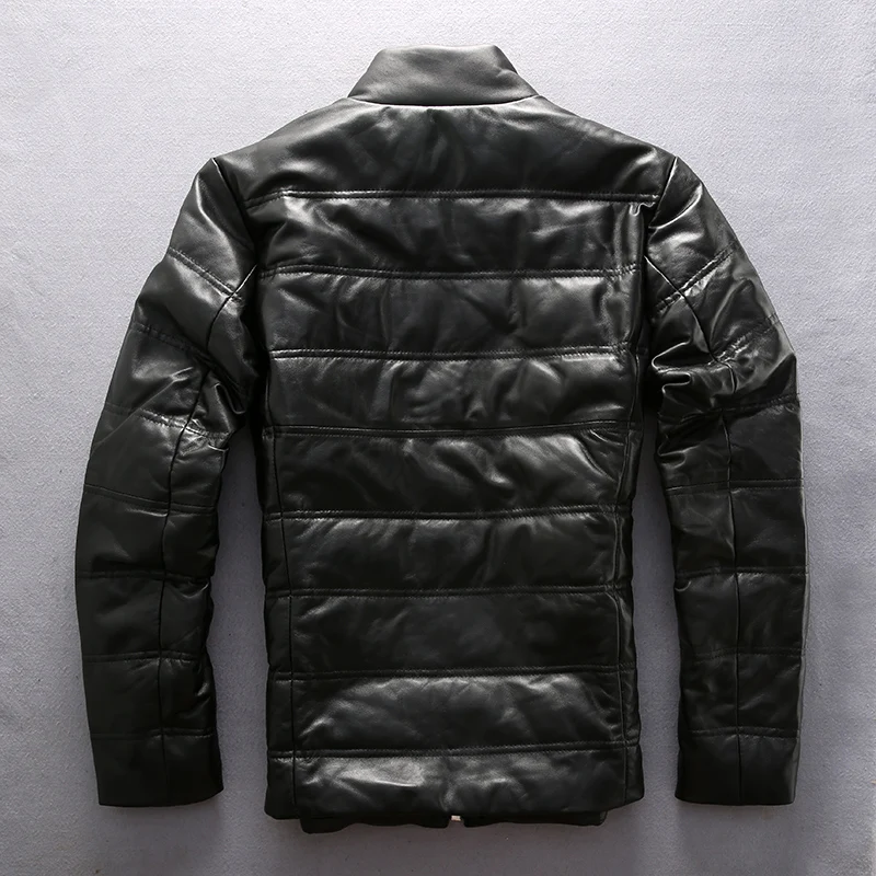 70% OFF mens genuine sheep leather down jacket very warm sheep skin winter leather jacket