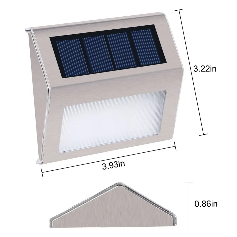 3 светодиодный уличный водонепроницаемый Солнечный садовые светильники из нержавеющей стали тропинка многоступенчатый светильник светодиодный светильник Солнечная панель настенный светильник освещение лестницы
