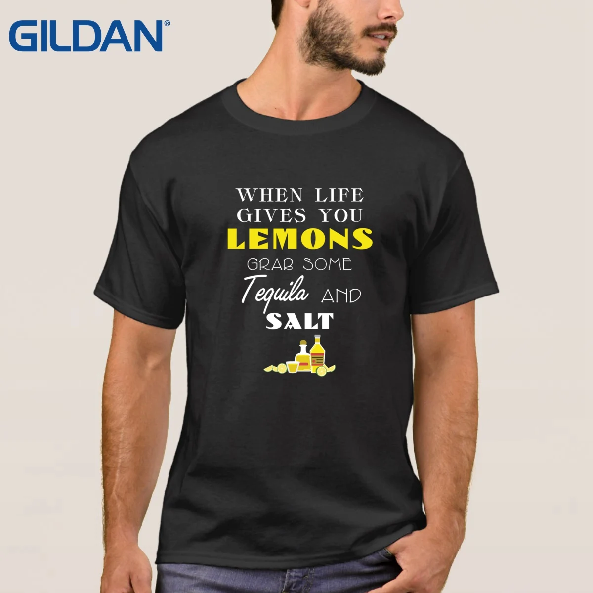 Image Homme When Life Gives You Lemons Make A Gin And Tonic t shirt print Fitness Oversized tee t shirt Adult white