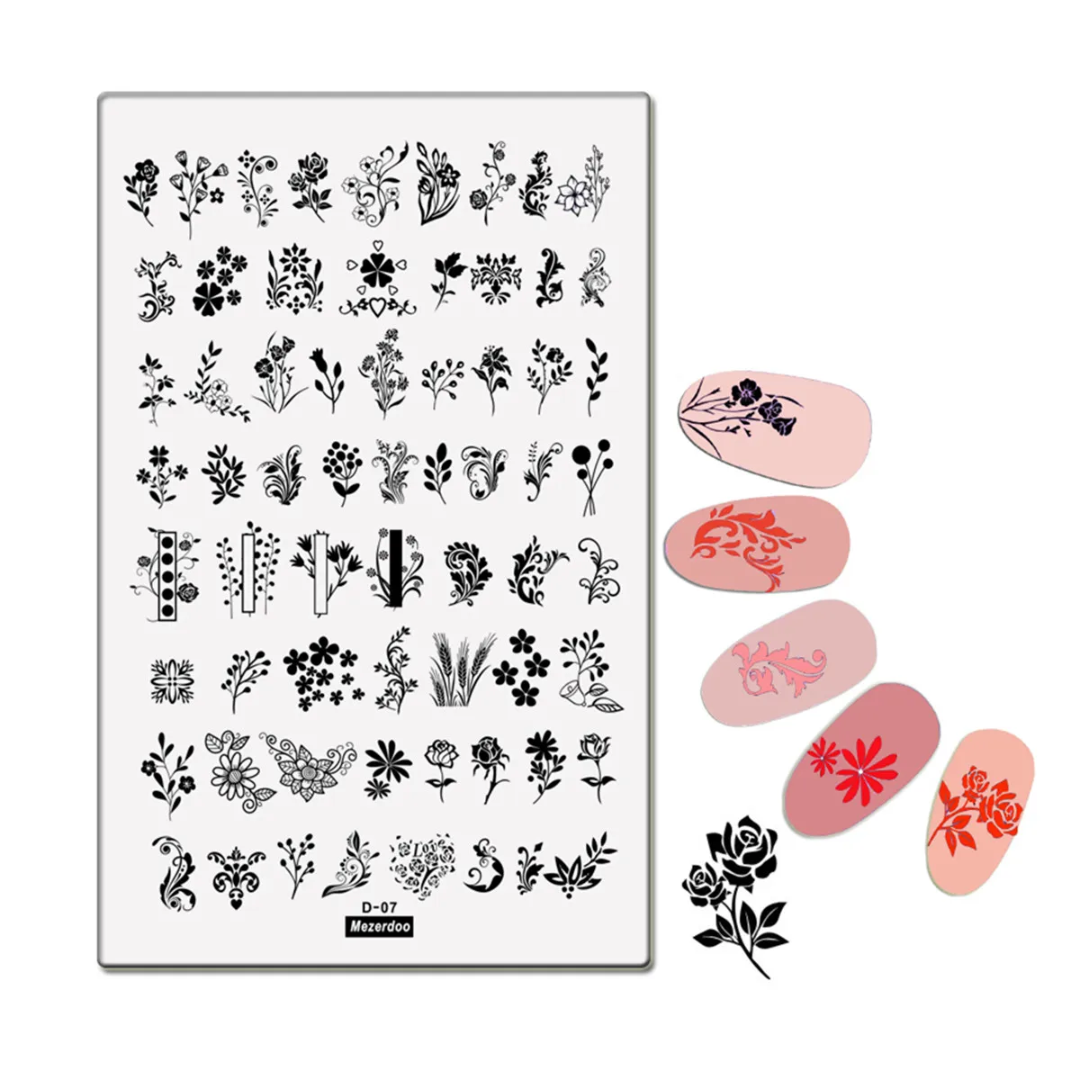 

1Pc Nail Stamping Plates Flower Geometry Nature Series Nail Template Stamp Image Nail art Stamp Plate Manicure Stencil Tools D07