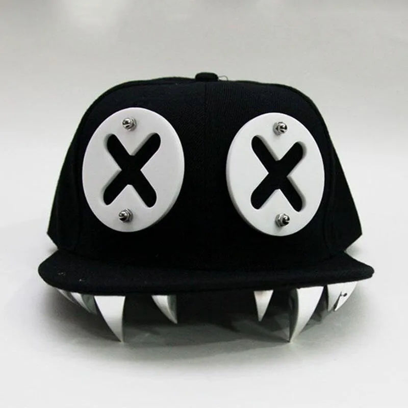 

Punk Style Devil Monster Dental Rivets Hip Hop Cap Baseball Caps Swag Black Snapback Caps Sun Hats For Women Men Gorras Planas