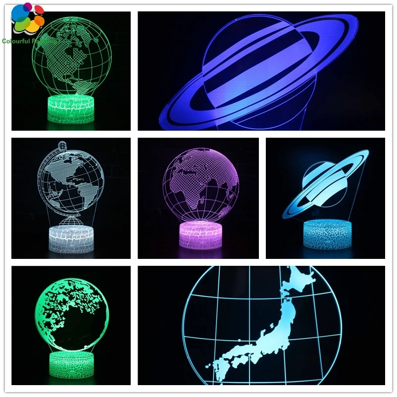 

NEW Earth Jupiter Mars Venus 3D LED Night Light Desk Lamp RGB 7 Color Boys Kids Toy Home Decor Christmas Gift Fun Hot Sale 1